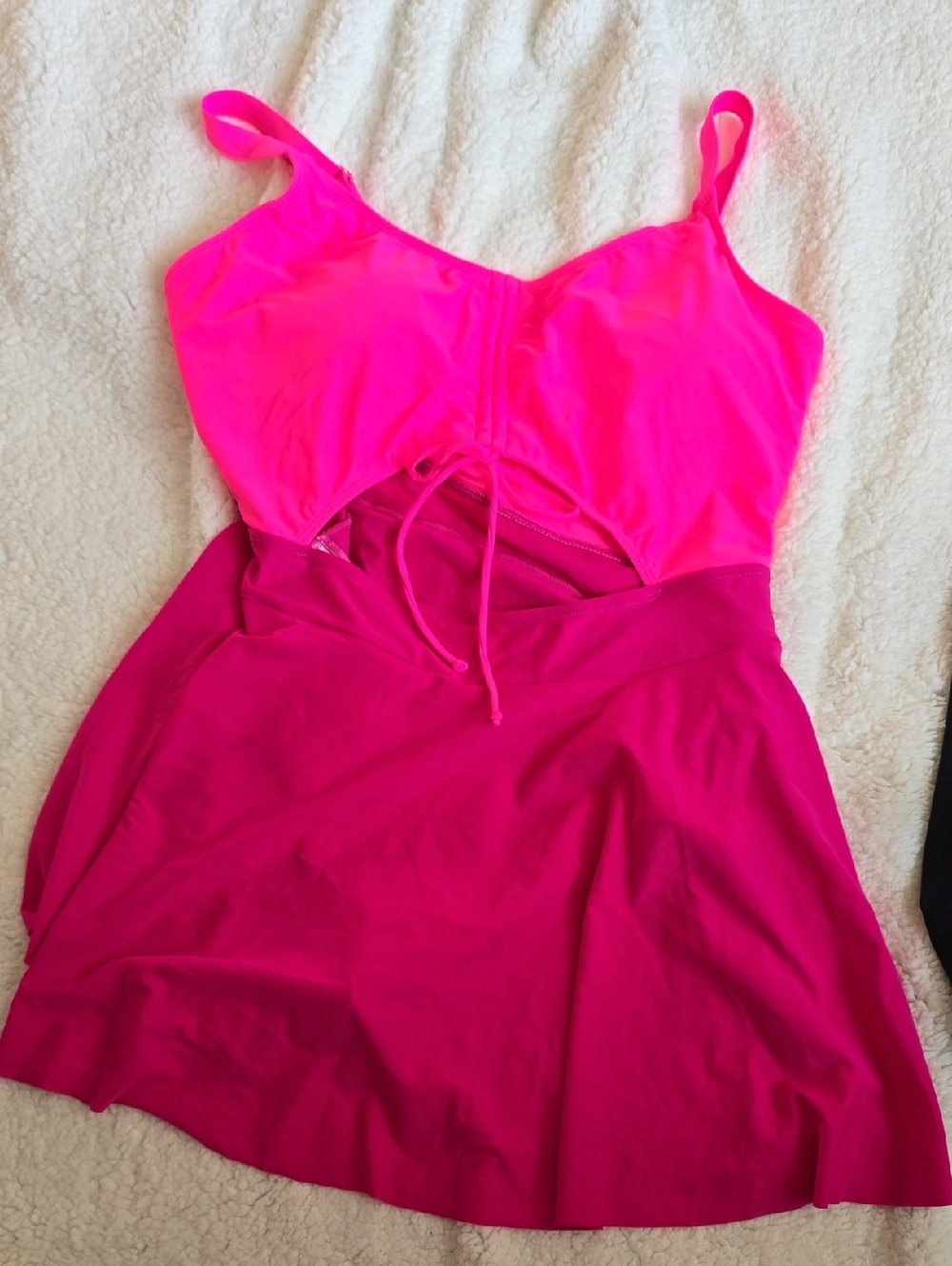Bright Hot Pink Two-Tone Swimsuit